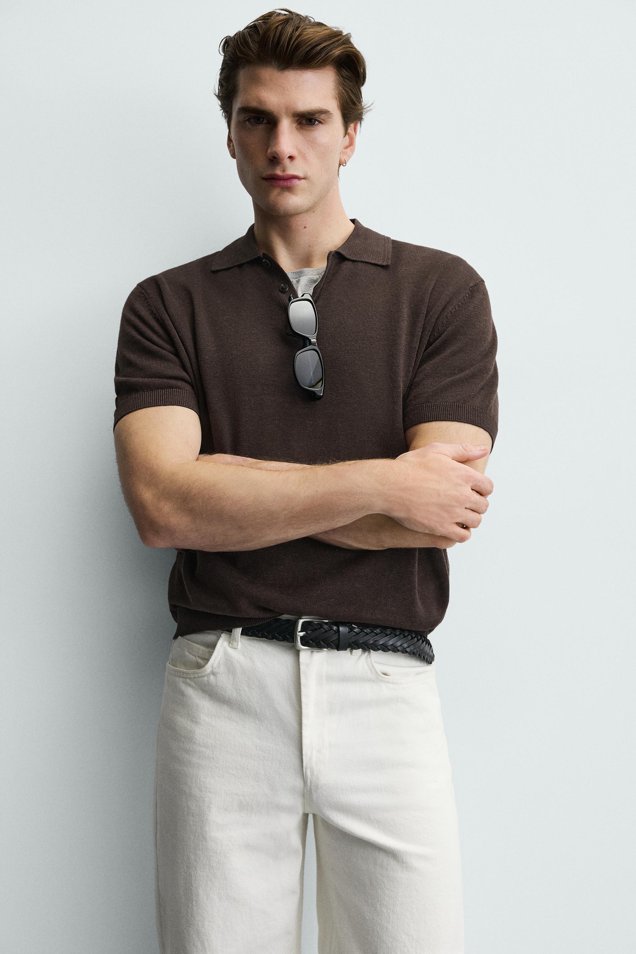 LINEN BLEND KNIT POLO SHIRT